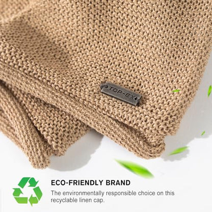 TOP-EX 100% Linen Summer Slouchy Beanie, Breathable and Cooling - color: Beige, size: X-Large-XX-Large