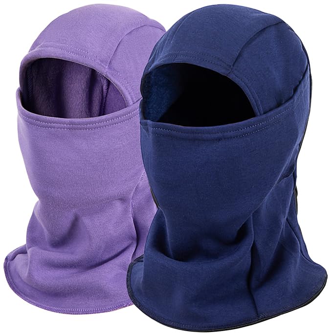 ZUMULIAN Balaclava Ski Mask for Adult, Full Face Mask Winter Fleece Thermal Cold Weather Outdoors Cover for Men Women 2 Packs - color: Navy+purple