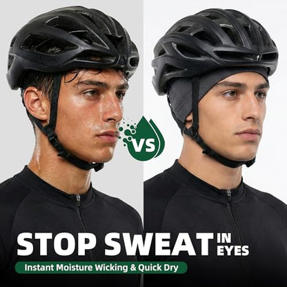 3 Pack Breathable Cooling Skull Cap Sweat Wicking Beanie for Cycling Running Helmet Liner Cap Under Hard Hat - color: Black+black+gray