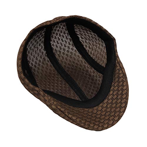 WITHMOONS Breathable Mesh Summer Hat Newsboy Ivy Cap Cabbie Flat Cap UZ30053 - color: Brown