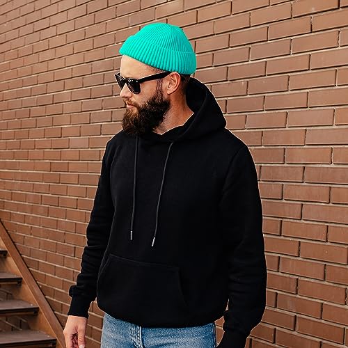 ROYBENS Swag Wool Knit Cuff Short Fisherman Beanie for Men Women Winter Hat - color: 1 Aqua Blue