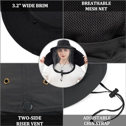 Palmyth Head Net Hat, Sun Hat Safari Hat - color: Black