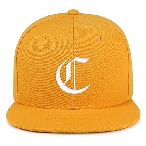 JPAK Old English Letter C Hip-Hop Snapback Hat Embroidered Baseball Cap English Alphabet - color: 09. Yellow