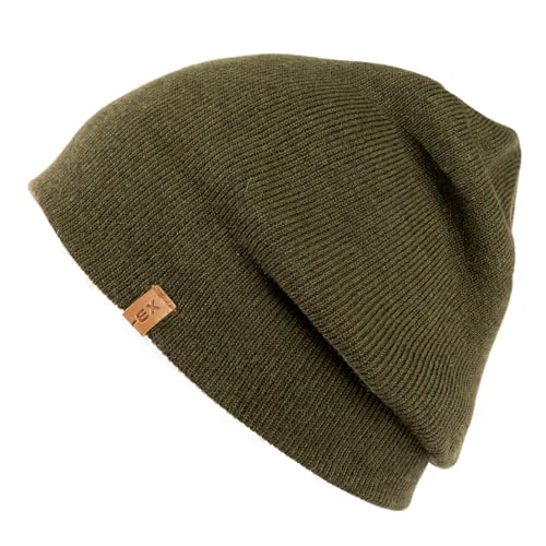 TOP-EX Merino Wool Fisherman Beanie for Men Women, Knit Watch Cap Winter - color: Army Green, size: Medium-Large
