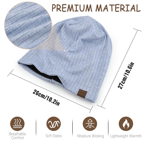 HAMUNI Slouchy Beanie for Men Women Soft Lightweight Chemo Headwear - color: Sky Blue