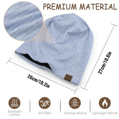 HAMUNI Slouchy Beanie for Men Women Soft Lightweight Chemo Headwear - color: Sky Blue
