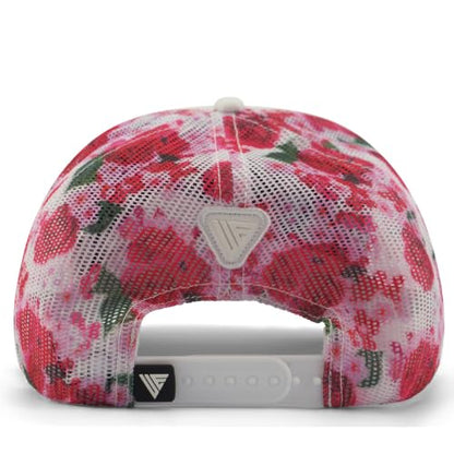 Urban Effort Trucker Hat for Men & Women, Mesh Back Baseball Cap, 5 Panel - color: White/Flower, style: Mesh Back