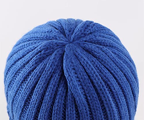 Connectyle Women's Rib Knit Cuffed Beanie Hat Stretch Acrylic Winter Hat Thick Warm Snow Ski Cap - color: Royal Blue