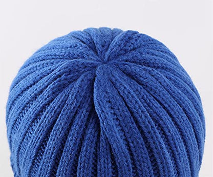 Connectyle Women's Rib Knit Cuffed Beanie Hat Stretch Acrylic Winter Hat Thick Warm Snow Ski Cap - color: Royal Blue