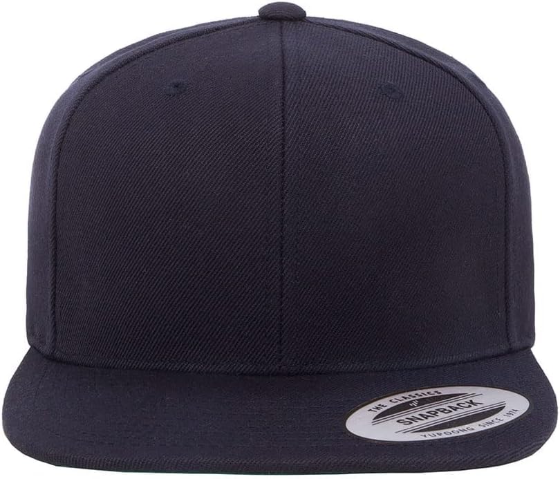 YP Classics 6089 Wool-Blended 6 Panel High Profile Flatbill Snapback Cap - color: Dark Navy