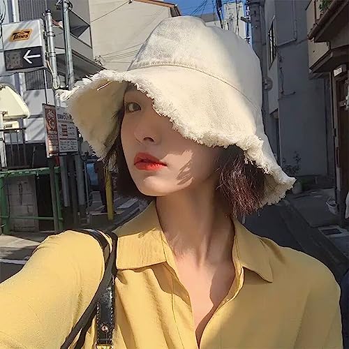 Quanhaigou Frayed Unisex Sun Hats, Fashion Beach Bucket Hat for Men Women,Summer Outdoor Boy's Girls Boonie Cap - color: Frayed Pink