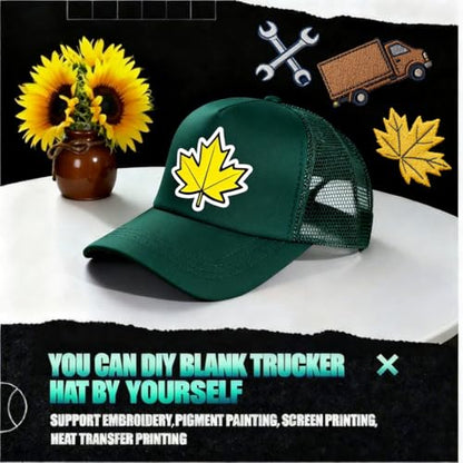 12 Pcs Sublimation Blank Trucker Hats Bulk Mesh Snapback Baseball Cap Mesh Trucker Caps for Men and Women DIY Custom Hats - color: Forest Green