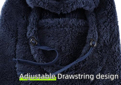 Connectyle Balaclava Hood Winter Hat for Men & Women Windproof One-Piece Fleece Hooded Scarf Ski Mask Cold Weather Hat - color: Navy Blue