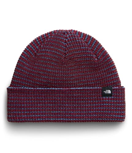 THE NORTH FACE TNF Fisherman Beanie | Shallow Fit, Cuffed Winter Hat for Men & Women, Logo Clip Label - color: Burgundy Crush Multi