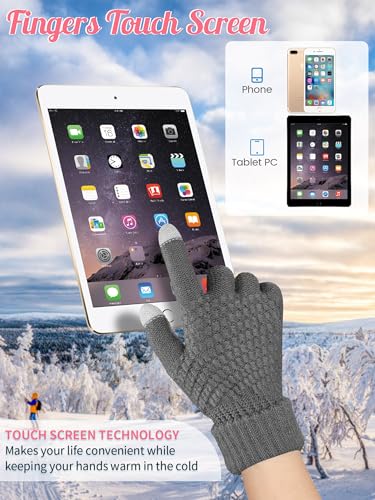 JaGely 8 Pieces Women Winter Hats and Gloves Set Women Warm Touchscreen Knitted Lined Gloves Winter Beanies - color: Black, Dark Gray, Caramel, Beige