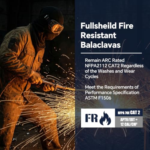 Fullsheild FR Balaclava CAT2 7oz Flame-Retardant Cotton Face Mask, NFPA2112 - color: Black