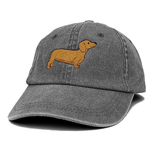 Trendy Apparel Shop Dachshund Embroidered Dog Theme Low Profile Dad Hat Cotton Cap - color: Black