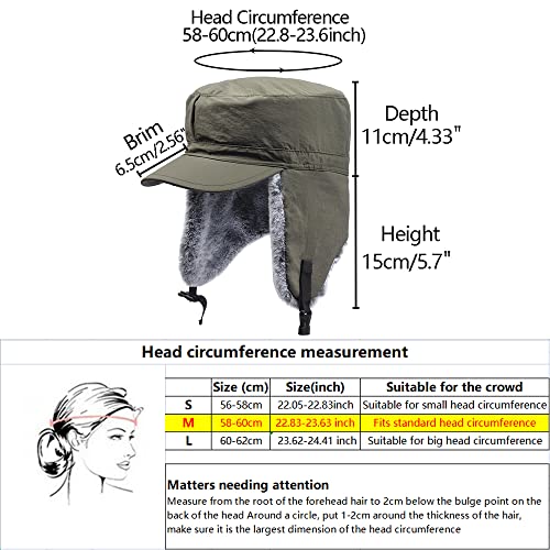 Winter Trapper Hunting Hat,Tweed Ear Flaps Cap,Berber Fleece Lined - color: Army Green 1