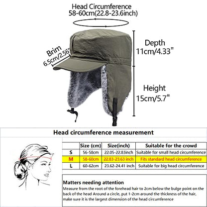 Winter Trapper Hunting Hat,Tweed Ear Flaps Cap,Berber Fleece Lined - color: Army Green 1