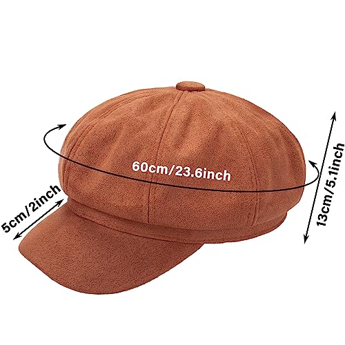 Newsboy Cabbie Baker boy hat Beret Cap for Women Pageboy Visor Paperboy Hat Sailor Fiddler Hat Adjustable - color: Brown Tweed