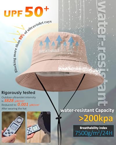 Water-Resistant Bucket Hat for Women Men Rain Hat UPF 50+ Boonie Sun Hat - color: Dusty Rose