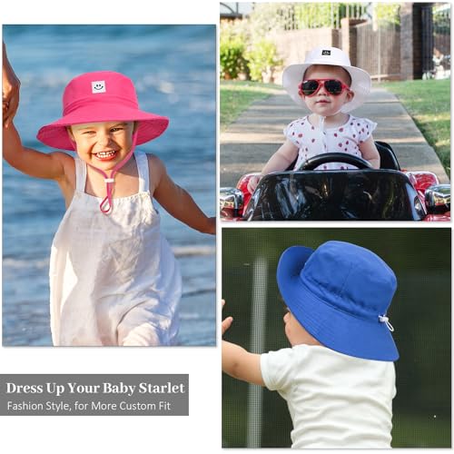 Baby Toddler Sun Hat,Kids Summer UPF 50+ Foldable Beach Bucket Hat for Boys Girls Children - color: White & Pink 2pcs, size: 2-4T