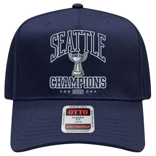 Seattle 2026 Champions Hat | Premium Adjustable Snapback Baseball Trucker Hats for Men & Women - color: Navy Skyline