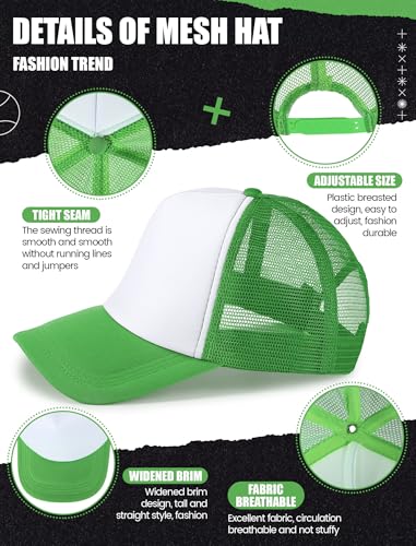 Tarpop 10 Pcs Sublimation Blank Trucker Hats Bulk - color: Fruit Green and White