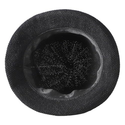 Women Beach Cloche Sun Bucket Hat Rolled Church Hat Folded Shipping - color: Belt/Black