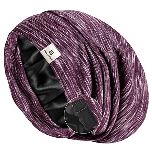 YANIBEST Slouchy Beanie Hat Satin Lined Sleep Cap Chemo Headwear Caps - color: Purple, size: Medium