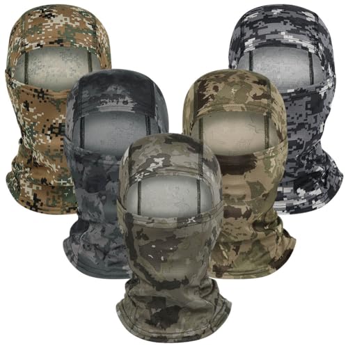 Camo Balaclava Ski Mask UV Face Cover for Motorcycle Hunting - color: Multicolors-5pcs