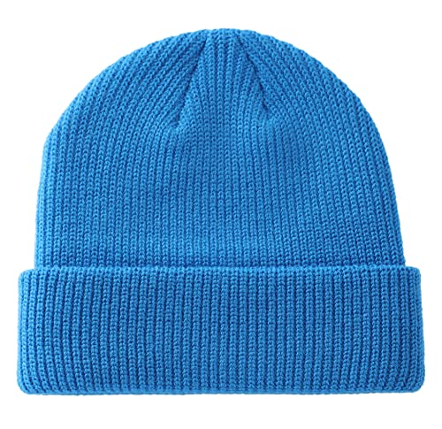 Connectyle Classic Double Layer Knit Beanie Hat Warm Thick Acrylic Winter Hats Daily Cuffed Beanies Watch Hat for Men Women - color: Bright Blue