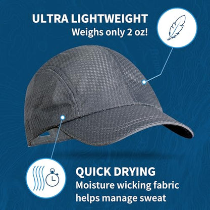 TrailHeads Men's Race Day Running Hat, Quick Dry, Moisture Wicking - color: Charcoal