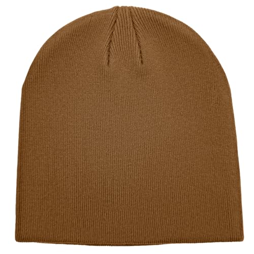 vidsel 100% Cotton Beanie Hat for Men Women, Soft Cuffless Knit Skull Cap - color: 1pc-light Coffee