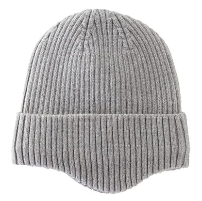Home Prefer Fleece Lined Rib Knit Cuffed Beanie with Earflaps for Men Women - color: Light Grey