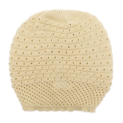 ZLYC Crochet Slouchy Beanie for Women Soft Lightweight Skull Cap - color: Plain Beige