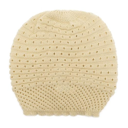 ZLYC Crochet Slouchy Beanie for Women Soft Lightweight Skull Cap - color: Plain Beige