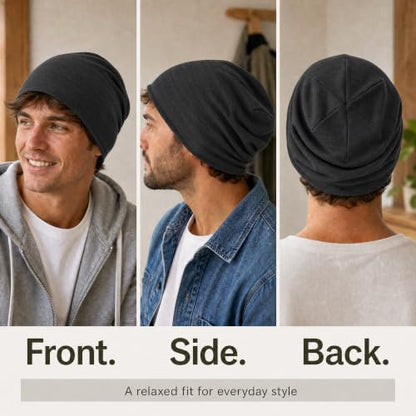 vidsel 100% Cotton Slouchy Beanie, Lightweight Summer Hats for Women Men - color: 1pc Black, size: Medium
