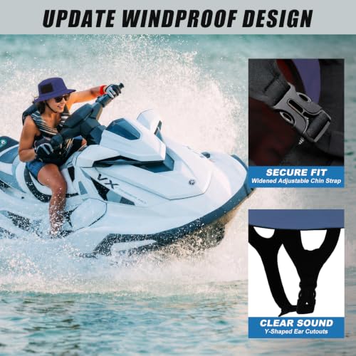 Surblue Surf Bucket Hat with Widened Chin Straps UPF 50+ Windproof Sun Hat Adjustable Packable Cap for Water Sports Surfing - color: Navy