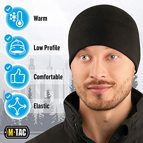 M-Tac Fleece Watch Cap - Army Military Tactical Beanie Hat Winter Skull Cap - color: Black, size: Medium
