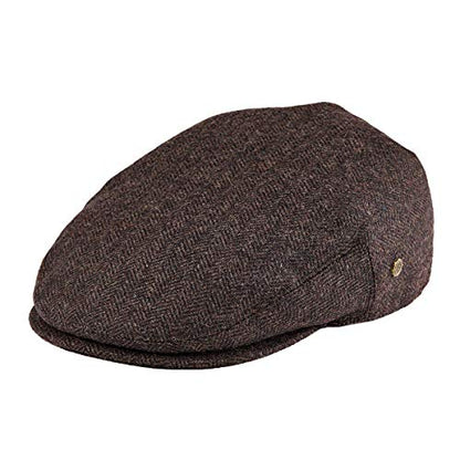 VOBOOM Men's Herringbone Flat Ivy Newsboy Hat Wool Blend Gatsby Cabbie Cap - color: Coffee, size: 7 1/8