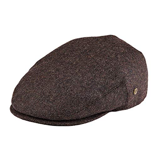 VOBOOM Men's Herringbone Flat Ivy Newsboy Hat Wool Blend Gatsby Cabbie Cap - color: Coffee, size: 7 3/8