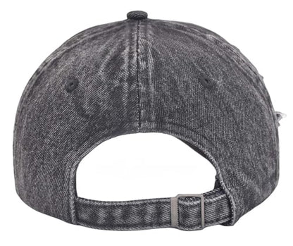 TSSGBL Unstructured Distressed Baseabll Cap Cotton Soft Dad Hat Adjustable Low Profile Headwear Ball Caps for Women Men - color: Distressed-denim-black, size: Medium-Large