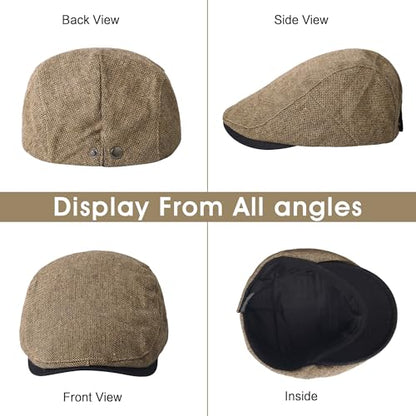 2Pcs Men's Newsboy Cap Cotton Flat Ivy Gatsby Driving Hat - color: 2b1-black+coffee