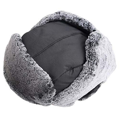 Connectyle Men's Trapper Hat with Faux Fur Linning Eskimo Windproof Winter Warm Hats Ushanka Hunting Hat - color: Black