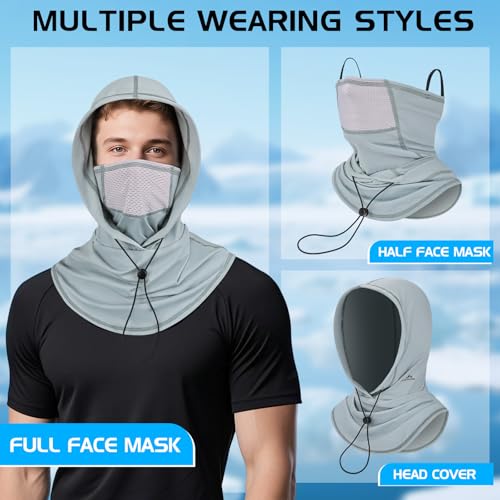 GXCROR Cooling Breathable Balaclava Face Mask Sun UV Protection Hood Shiesty Mask for Cycling Fishing Running - color: Light Gray