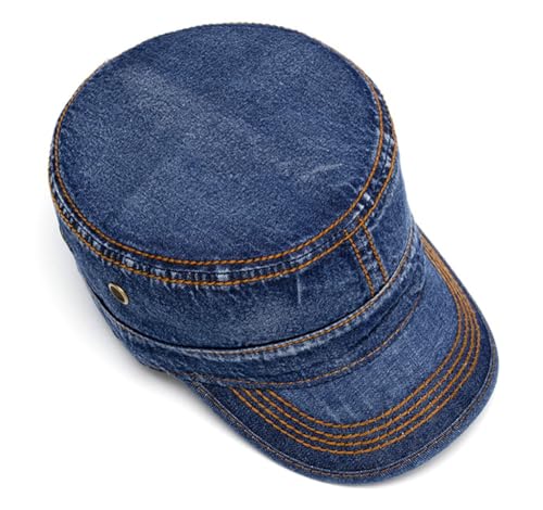 Military Hats Army Caps Cadet Caps Washed Cotton Flat Top Hats Newsboy Hats Adjustable Veteran Caps for Men Women 2025 - color: Dark Blue