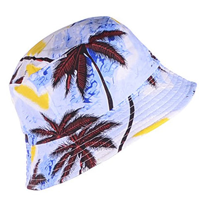 BYOS Unisex Trendy Reversible Lightweight Printed Bucket Hat Packable Outdoor - color: Hawaii Sky Blue