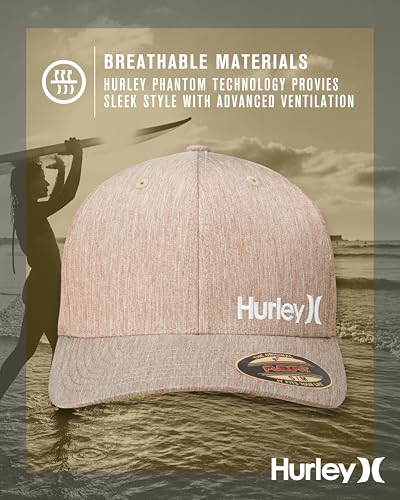 Hurley Mens Baseball Cap Moisture-Wicking Flexfit Curved Bill Fitted Hat - color: Brown, size: Small-Medium