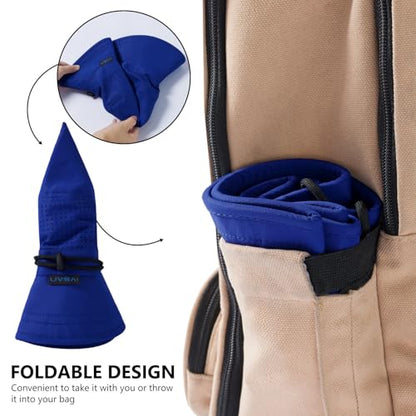 UPF 50+ Bucket Sun Hat with Laser Perforated Mesh Cooling Adjustable Breathable Lightweight for Outdoor Men Women - color: Khaki & Royal Blue